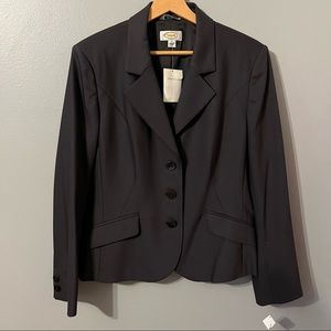 NWT Talbots Italian Fabric Charcoal Gray Lined Blazer Size 12